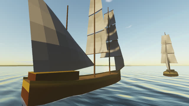 Hull, rig, sails and colors: every ship is designed in the world builder and sailed in the world.